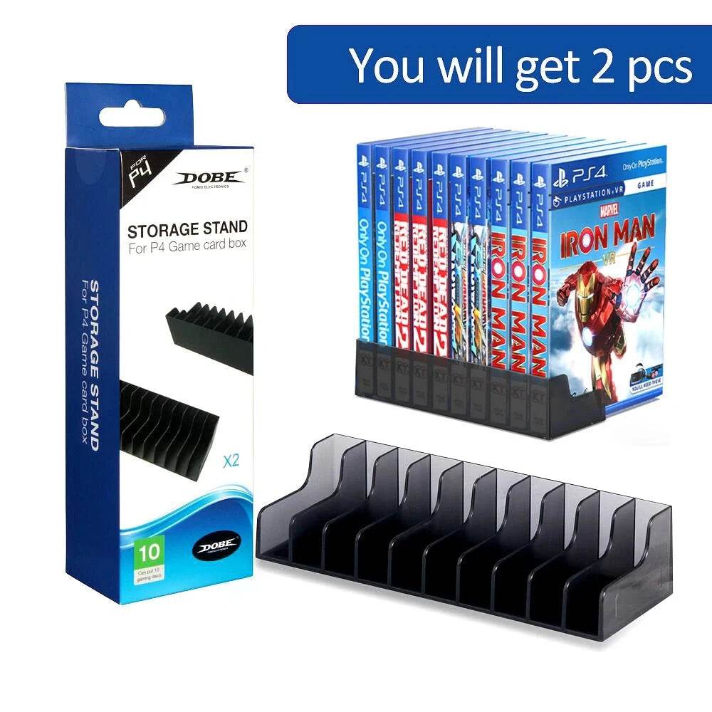 Nic's Electronics 2pcs PS4/Slim/Pro 10 Game Discs Storage Display Stand Black Hard Shell Games Box Holder for Playstation 4 Game Accessories