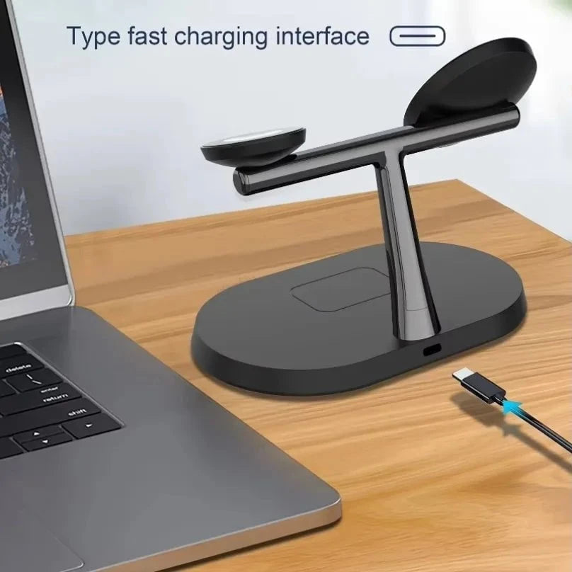 Nic's Electronics 3 in 1 30W Magnetic Wireless Charger Super Fast Charging Station For Samsung Galaxy S25 S24 Watch 7 6 5 4 3 2 Active 1 2 Earbuds
