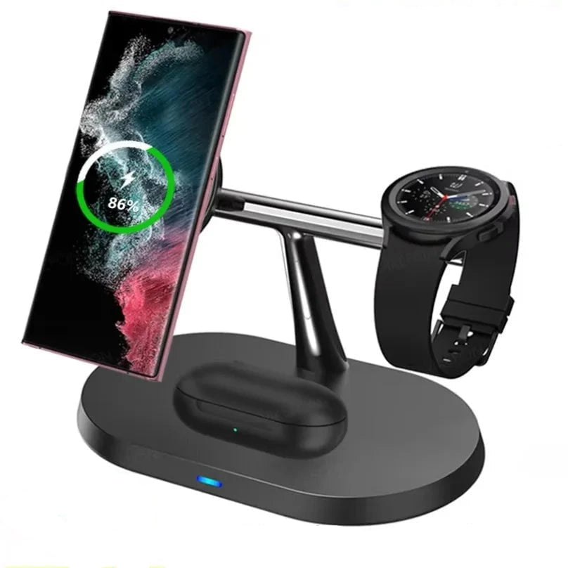 Nic's Electronics 3 in 1 30W Magnetic Wireless Charger Super Fast Charging Station For Samsung Galaxy S25 S24 Watch 7 6 5 4 3 2 Active 1 2 Earbuds