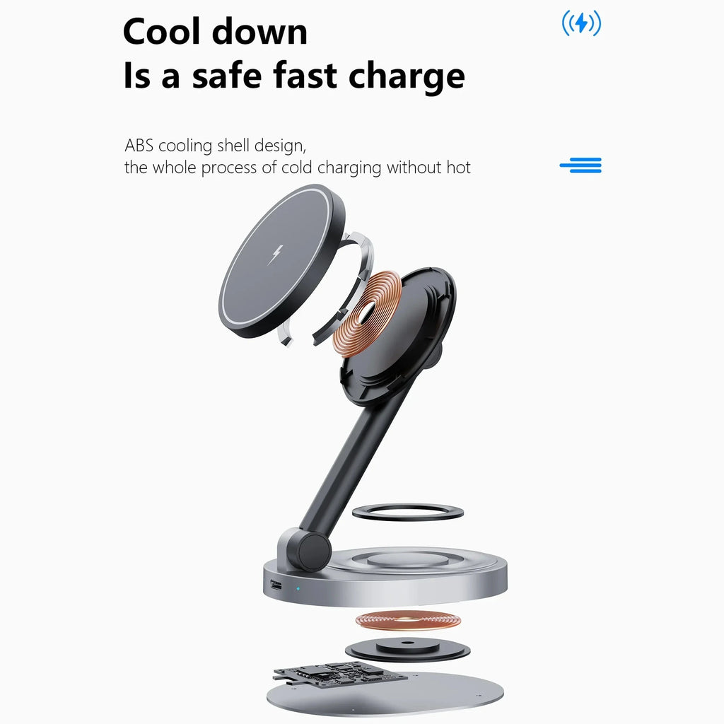 Nic's Electronics 3 In 1 Magnetic Wireless Charger Stand Pad For Magsafe iPhone 16 15 14 13 12 Pro Max Apple Watch Airpods Fast Charging Station