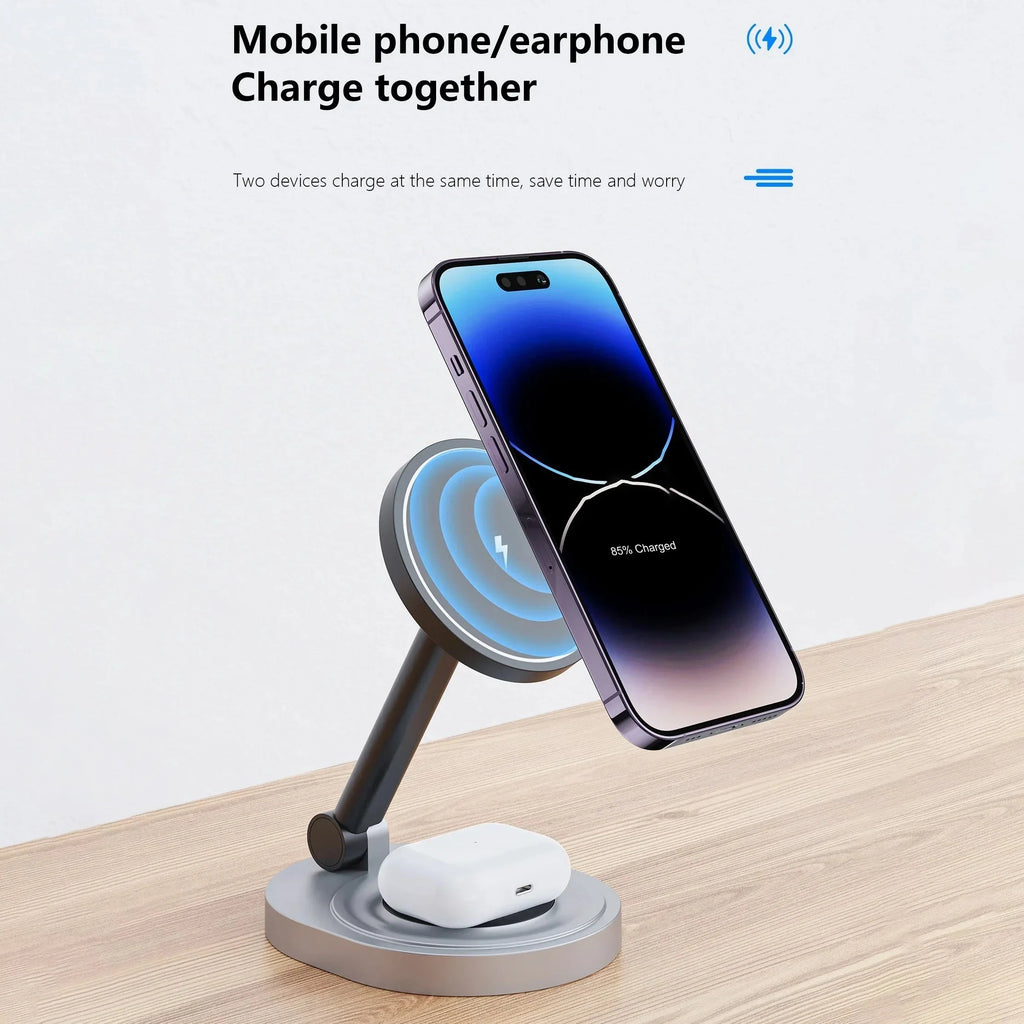 Nic's Electronics 3 In 1 Magnetic Wireless Charger Stand Pad For Magsafe iPhone 16 15 14 13 12 Pro Max Apple Watch Airpods Fast Charging Station