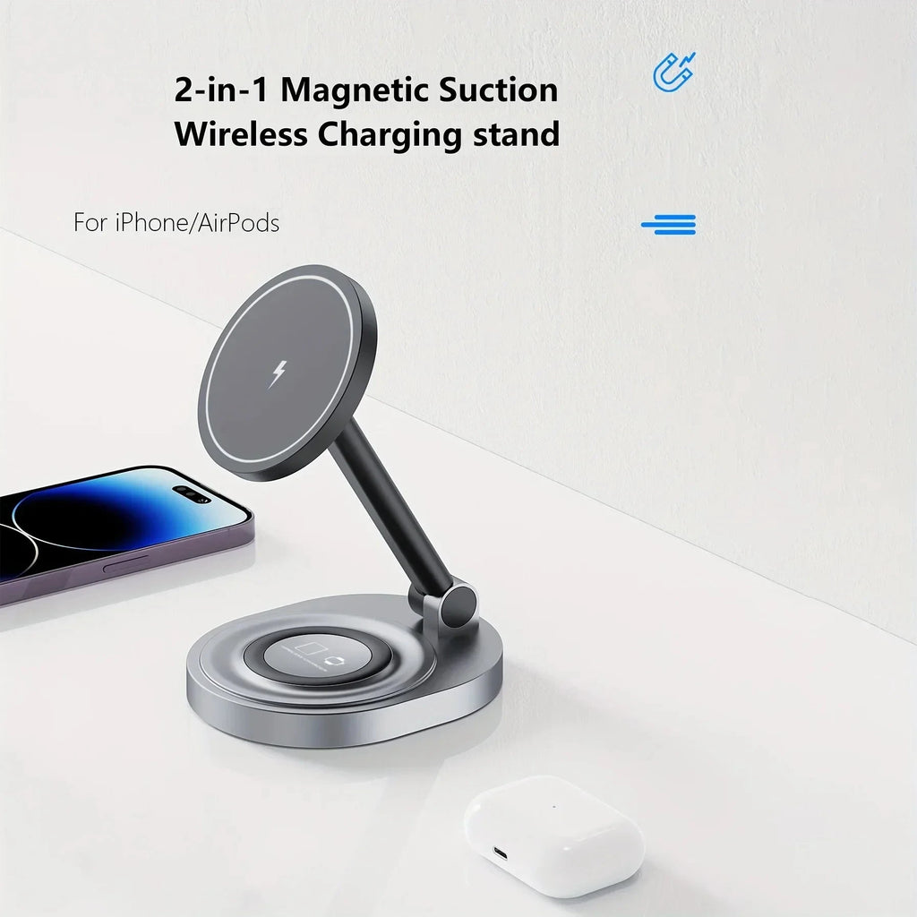 Nic's Electronics 3 In 1 Magnetic Wireless Charger Stand Pad For Magsafe iPhone 16 15 14 13 12 Pro Max Apple Watch Airpods Fast Charging Station