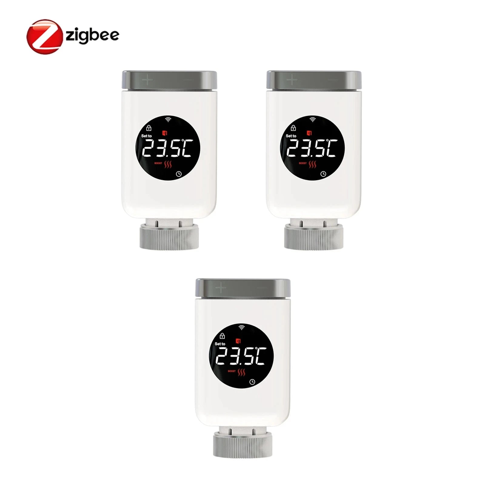 Nic's Electronics 3 PCs zigbee MOES Tuya Smart Wifi/ZigBee Thermostatic Radiator Valve TRV Programmable App Remote Temperature Controller with Alexa GoogleHome