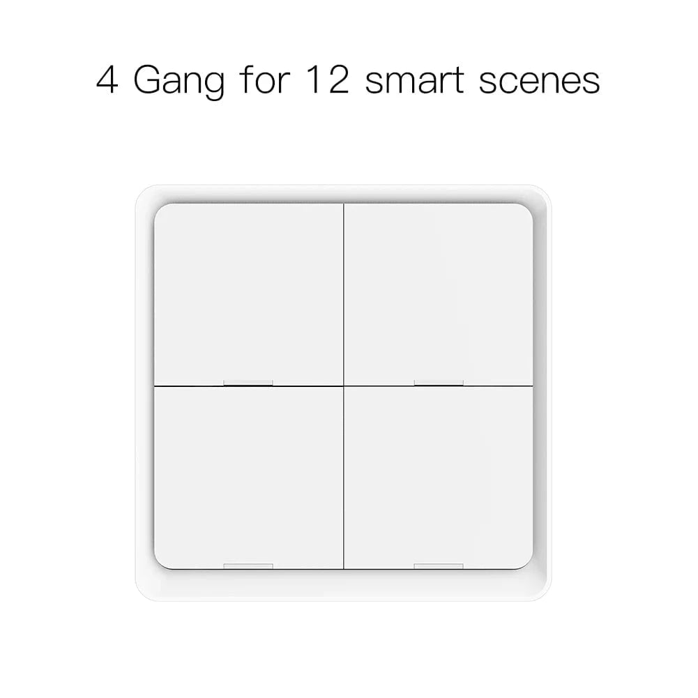 Nic's Electronics 4 Gang MOES 4 Gang Tuya ZigBee Wireless 12 Scene Switch Push Button Controller Battery Powered Automation Scenario for Tuya Devices
