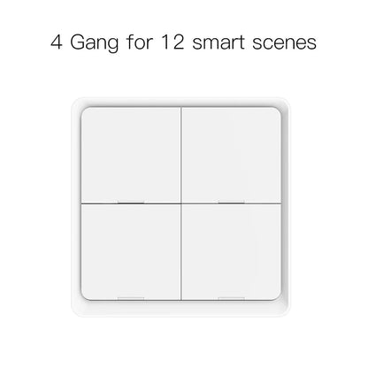 Nic's Electronics 4 Gang MOES 4 Gang Tuya ZigBee Wireless 12 Scene Switch Push Button Controller Battery Powered Automation Scenario for Tuya Devices