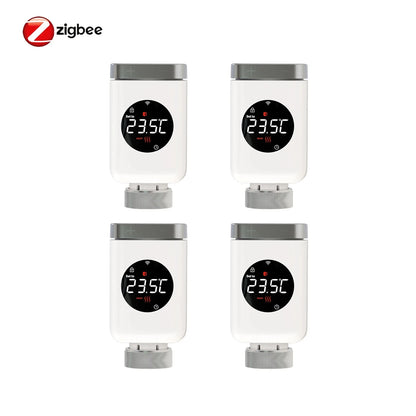 Nic's Electronics 4 PCs zigbee MOES Tuya Smart Wifi/ZigBee Thermostatic Radiator Valve TRV Programmable App Remote Temperature Controller with Alexa GoogleHome