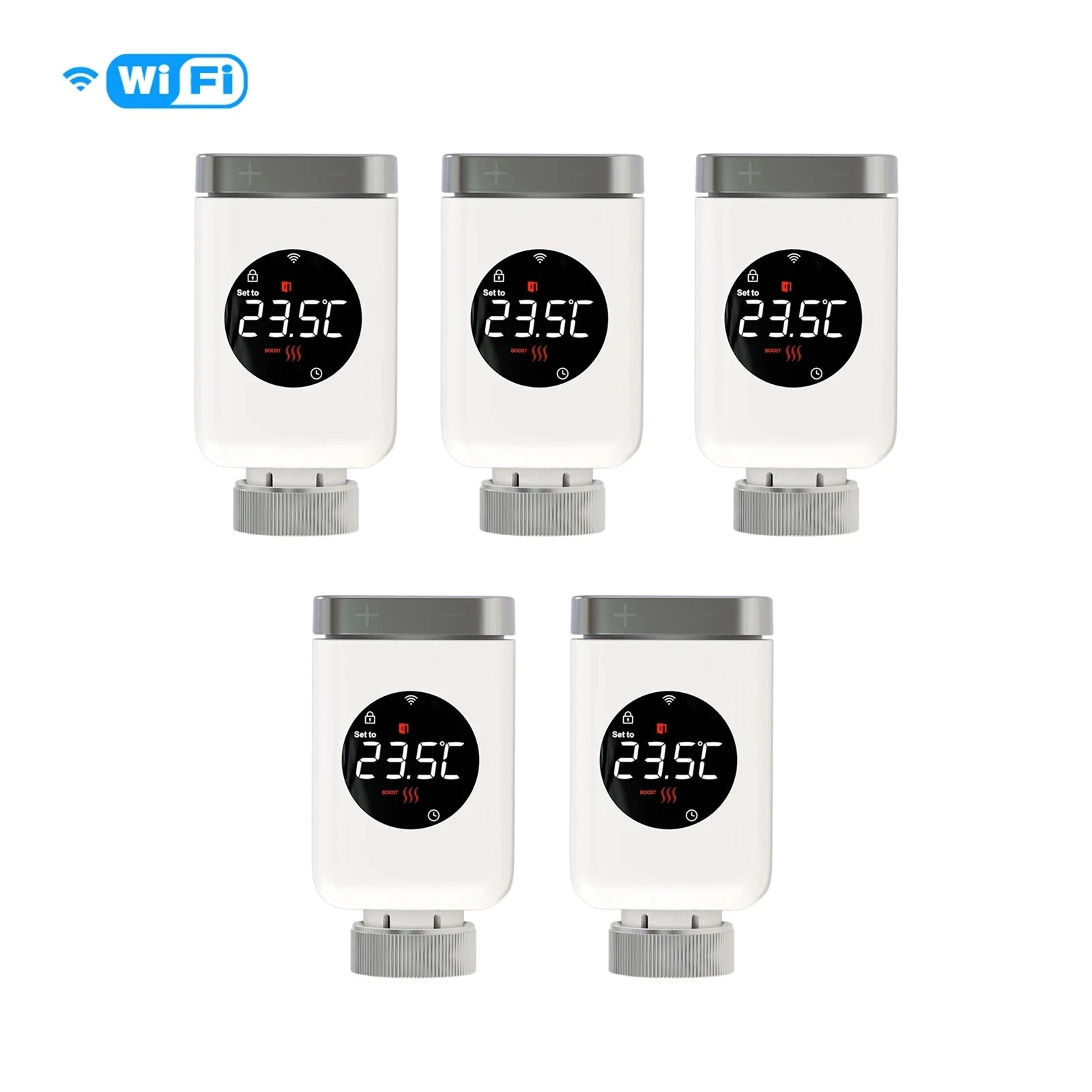 Nic's Electronics 5 PCs wifi MOES Tuya Smart Wifi/ZigBee Thermostatic Radiator Valve TRV Programmable App Remote Temperature Controller with Alexa GoogleHome