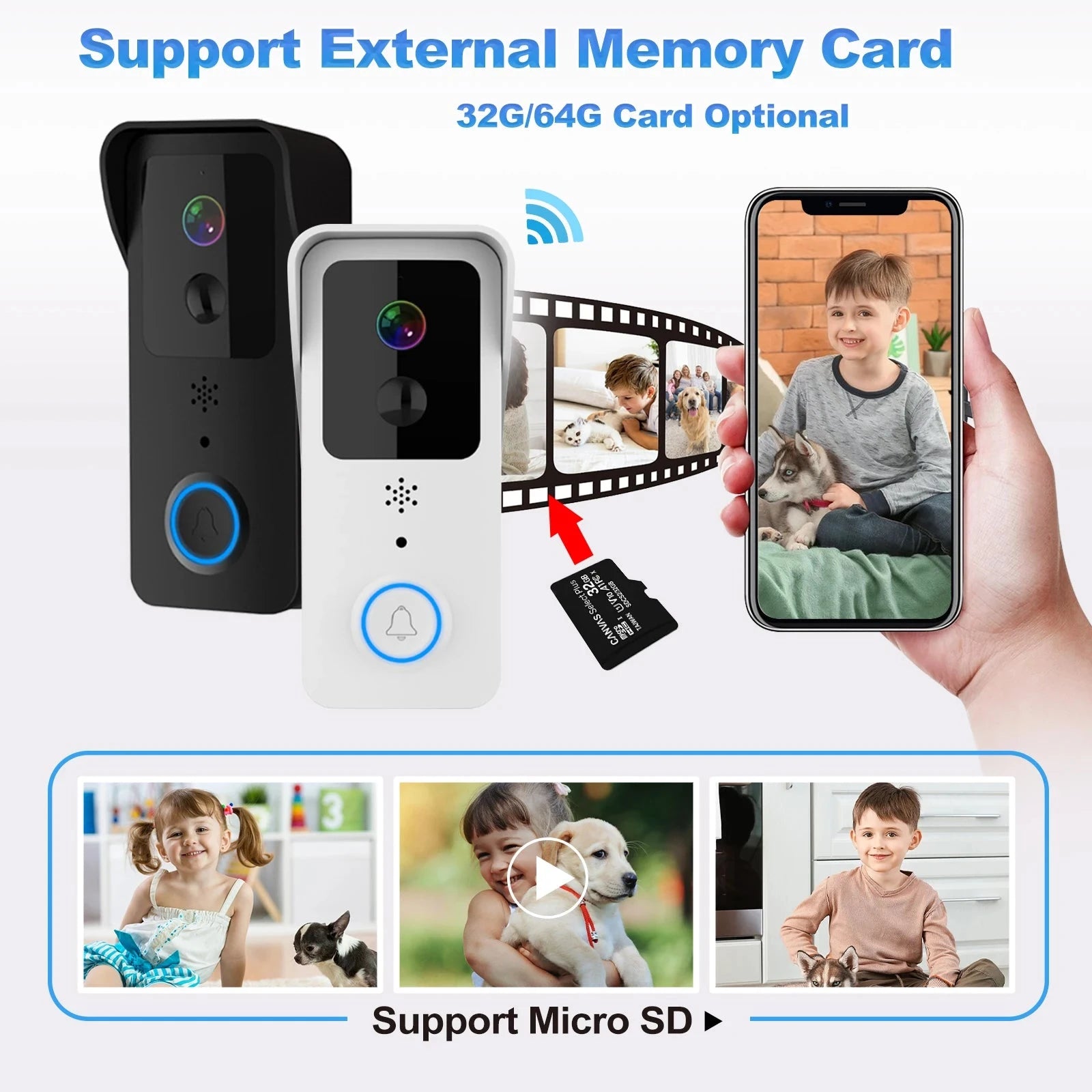 Nic's Electronics 5G 2.4G WiFi Video Doorbell 1080P Tuya Smart Outdoor Wireless Intercom Waterproof Wireless Camera Ringing Bell