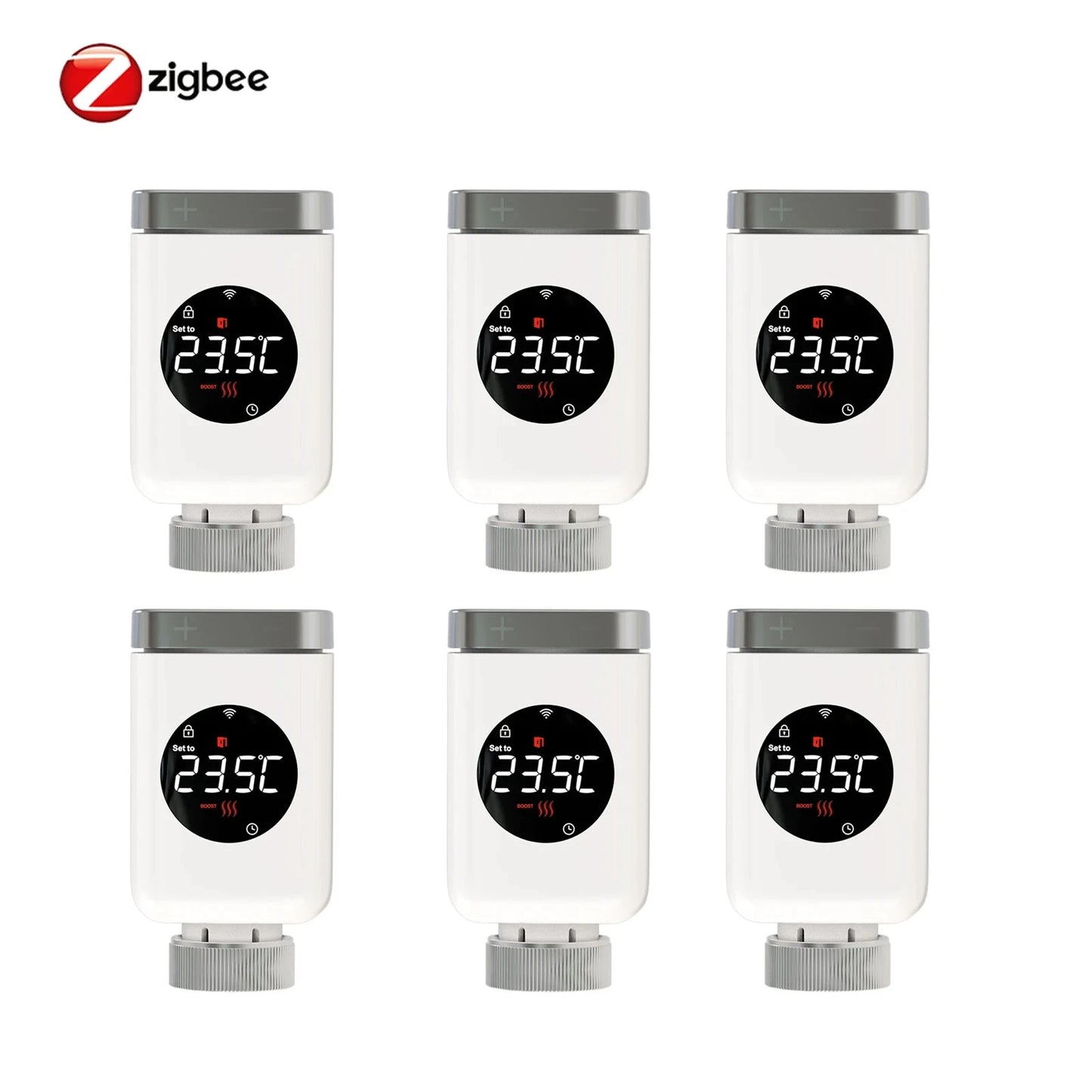 Nic's Electronics 6 PCs zigbee MOES Tuya Smart Wifi/ZigBee Thermostatic Radiator Valve TRV Programmable App Remote Temperature Controller with Alexa GoogleHome