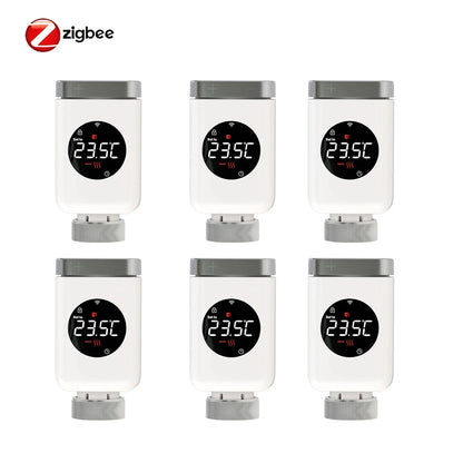 Nic's Electronics 6 PCs zigbee MOES Tuya Smart Wifi/ZigBee Thermostatic Radiator Valve TRV Programmable App Remote Temperature Controller with Alexa GoogleHome