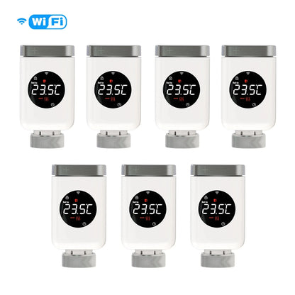 Nic's Electronics 7 PCs wifi MOES Tuya Smart Wifi/ZigBee Thermostatic Radiator Valve TRV Programmable App Remote Temperature Controller with Alexa GoogleHome