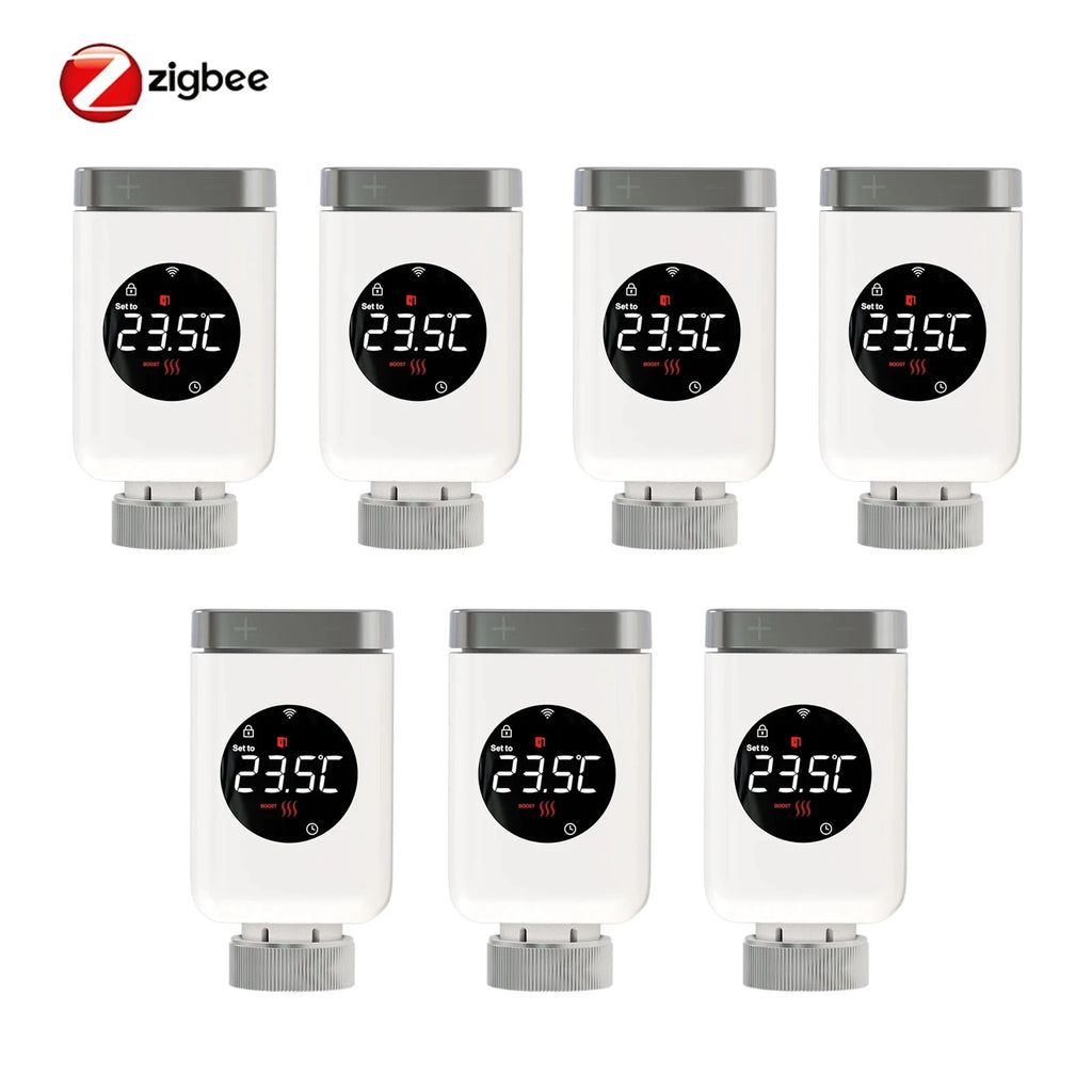 Nic's Electronics 7 PCs zigbee MOES Tuya Smart Wifi/ZigBee Thermostatic Radiator Valve TRV Programmable App Remote Temperature Controller with Alexa GoogleHome