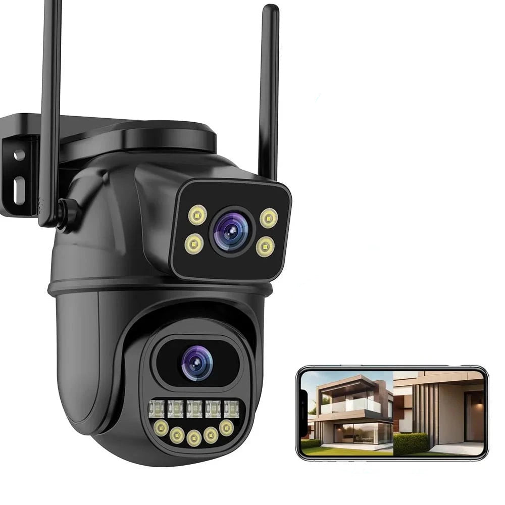 Nic's Electronics 8MP NO SD Card / EU Plug 4K 8MP Dual Lens Dual Screen IP Camera Wifi PTZ Camera Outdoor 4MP AI Auto Tracking CCTV HD Audio Video Surveillance P2P iCSee