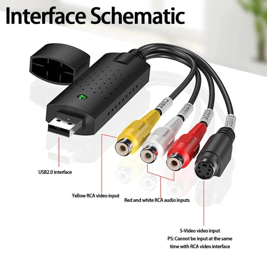 Nic's Electronics A / CHINA USB2.0 Audio Video Capture Card TV Tuner VHS To DVD Video Capture Converter For Win7/8/10/XP/Vista with USB Cable