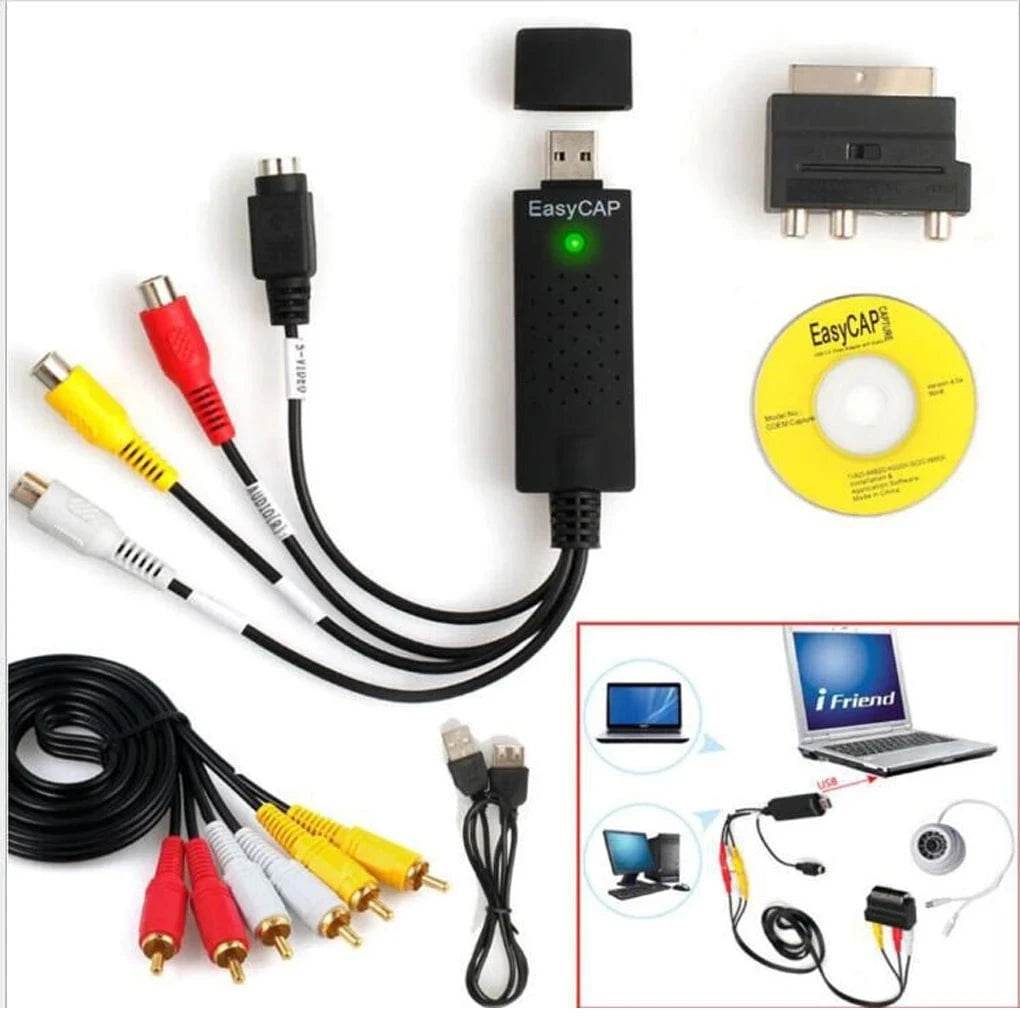 Nic's Electronics A / CHINA USB2.0 Audio Video Capture Card TV Tuner VHS To DVD Video Capture Converter For Win7/8/10/XP/Vista with USB Cable