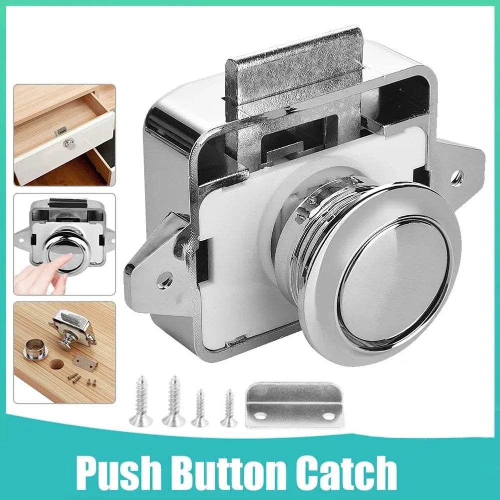 Nic's Electronics A Keyless RV Push Cabinet Locks  Cabinet Door Catches Locks Cupboard Door Motorhome Cabinet Camper Caravan Latch Knob