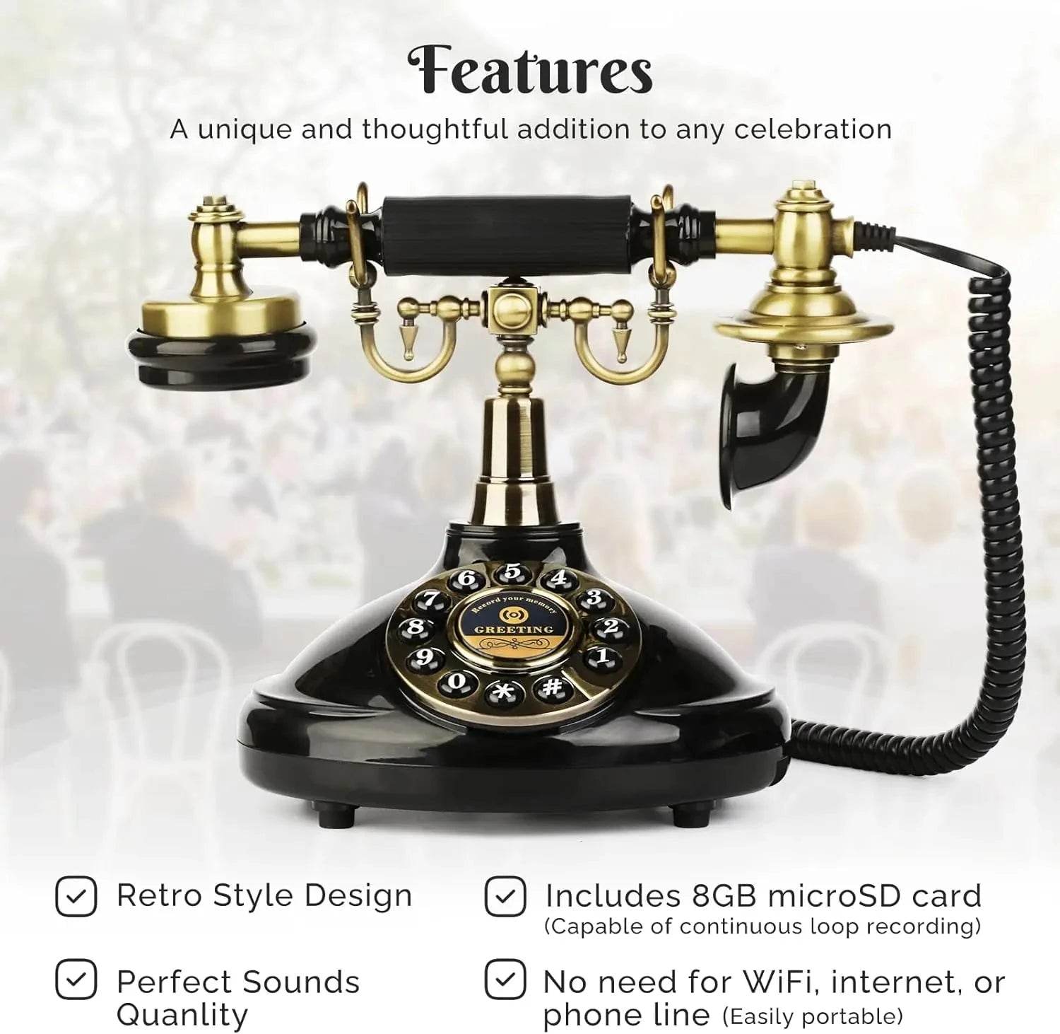 Vintage Audio Guest Book Phone for Weddings, Parties & Events - Nic's Electronics
