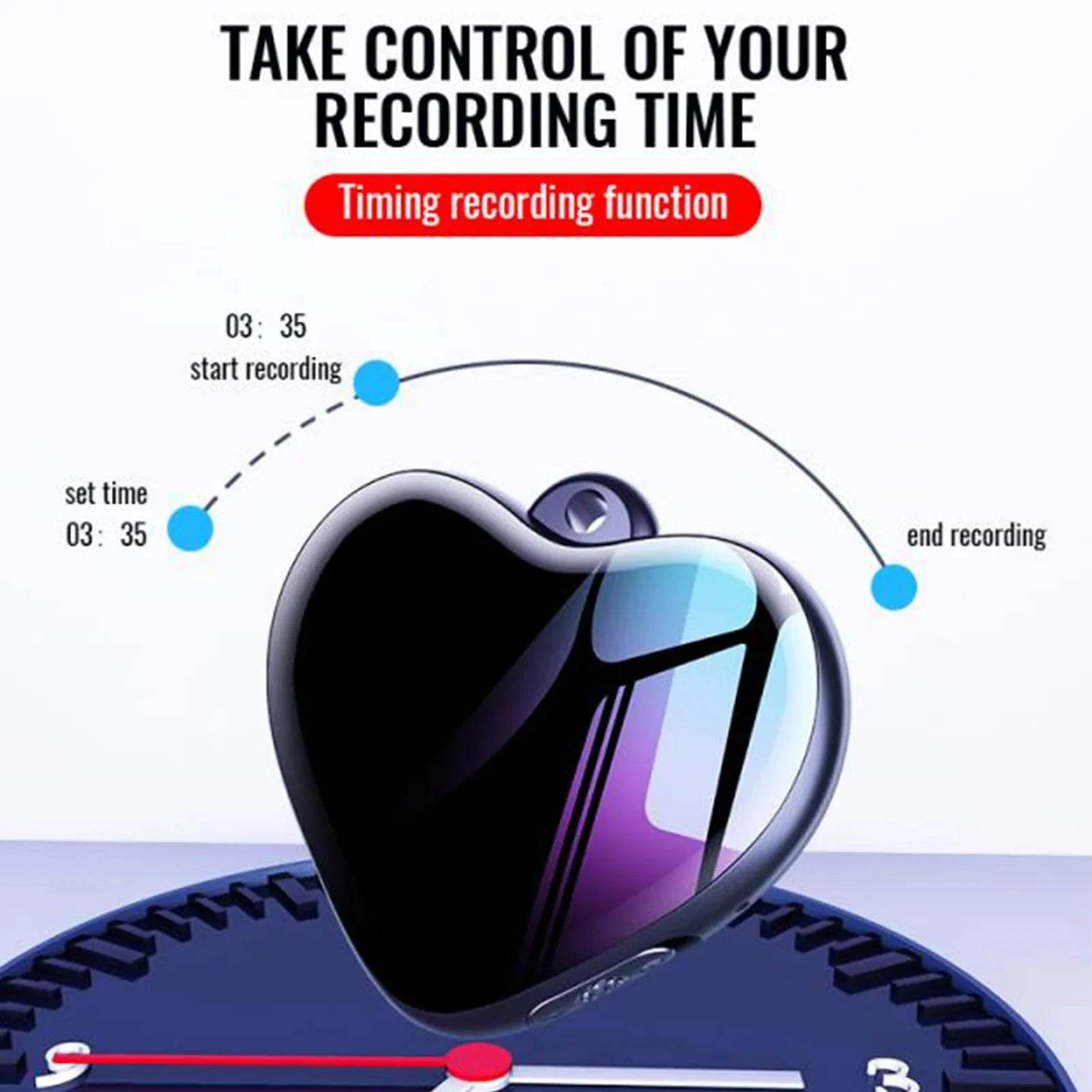 Heart Pendant Voice Recorder with Noise Reduction & Headphones - Nic's Electronics
