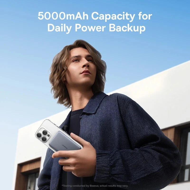 Nic's Electronics Baseus 5000mAh Magnetic Power Bank 15W Wireless 20W Wired Charging Thin Card-Sized Slim Portable Powerbank for iPhone Samsung