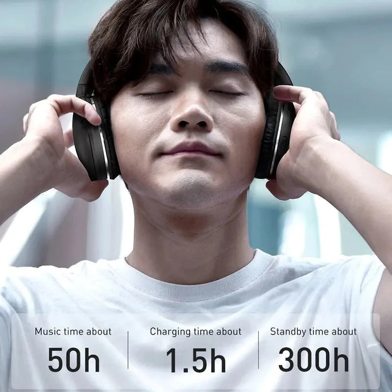 Nic's Electronics Baseus D02 Pro Wireless Bluetooth Headphones HIFI Stereo Earphones Foldable Sport Headset with Audio Cable foriPhone tablet