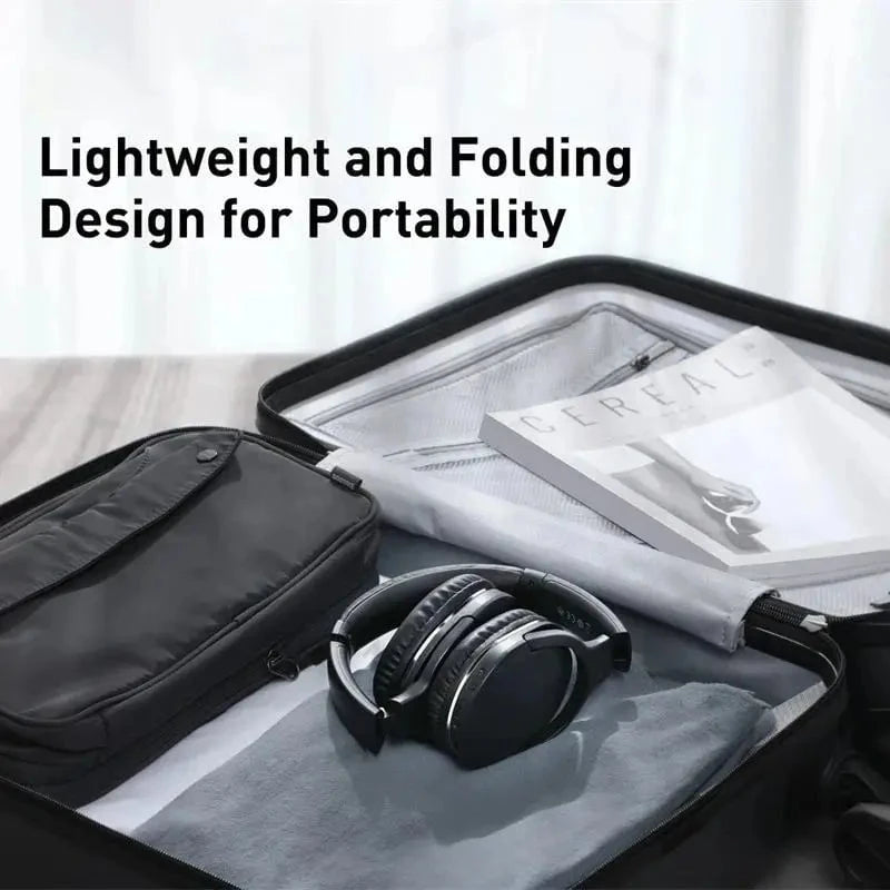 Nic's Electronics Baseus D02 Pro Wireless Bluetooth Headphones HIFI Stereo Earphones Foldable Sport Headset with Audio Cable foriPhone tablet