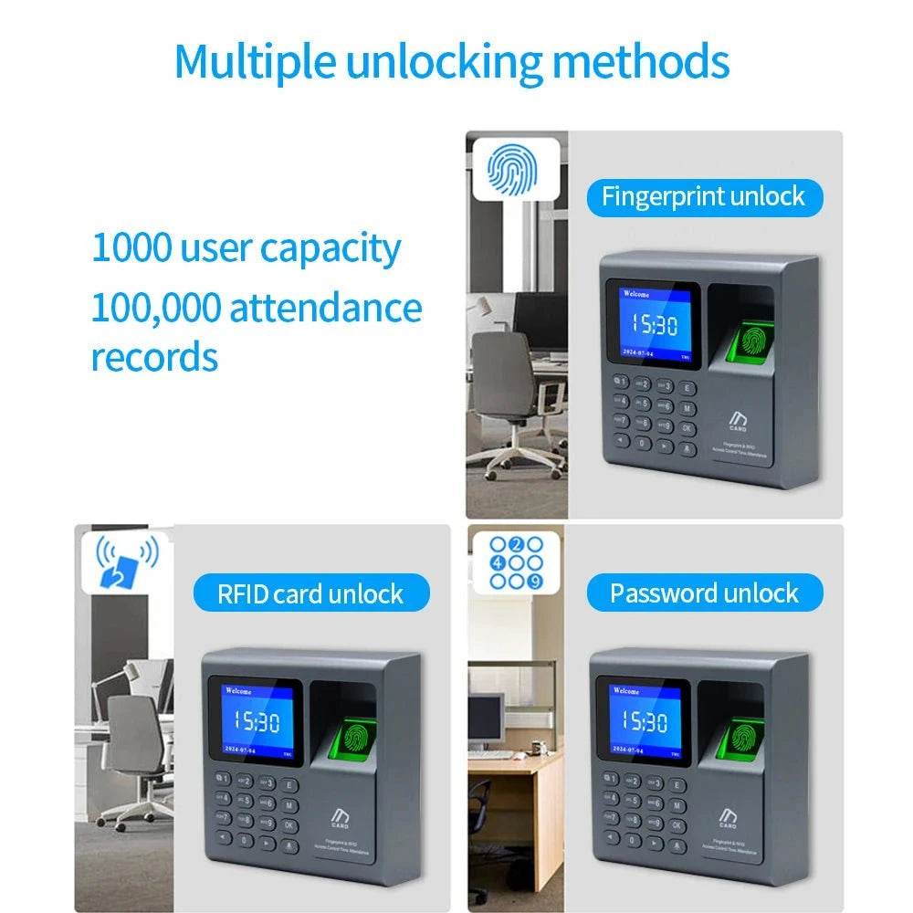 Biometric Time Attendance Machine with Fingerprint & RFID - Nic's Electronics