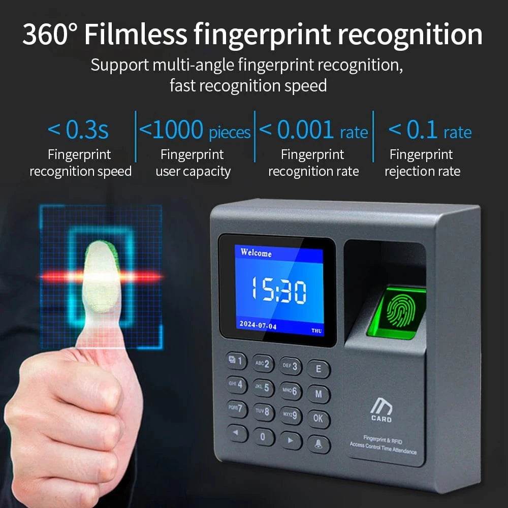 Biometric Time Attendance Machine with Fingerprint & RFID - Nic's Electronics