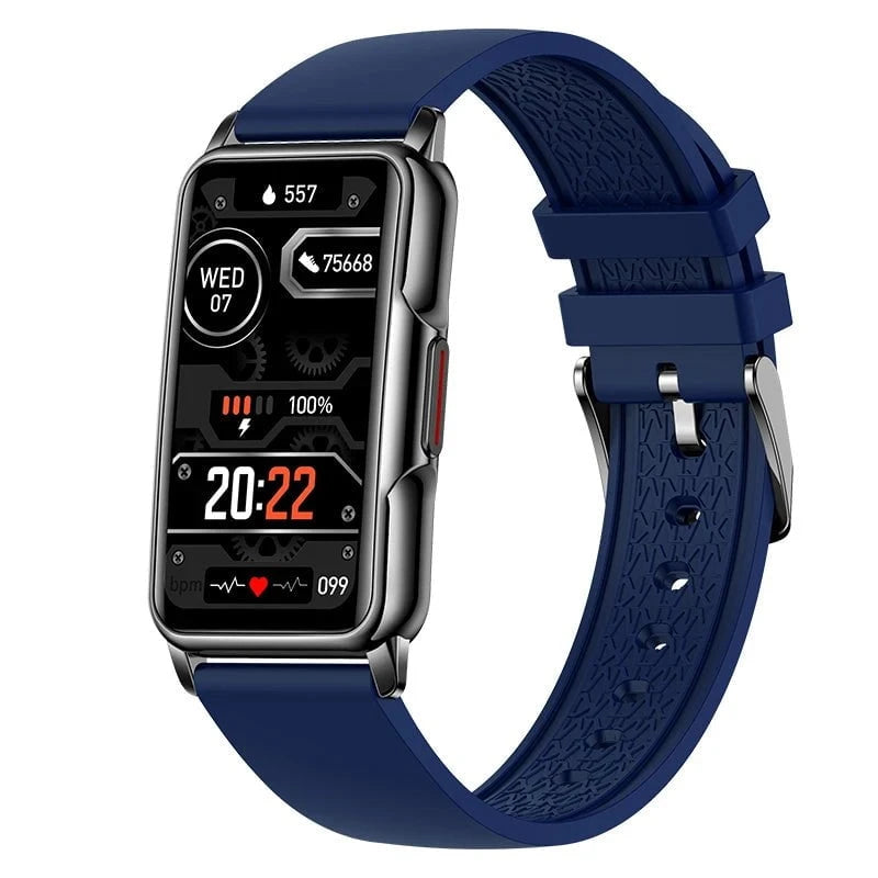Nic's Electronics black blue silica Waterproof Smart Bracelet Watch with Heart Rate