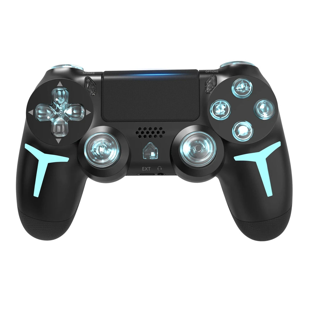 Nic's Electronics Black GAMINJA RGB Light Wireless Game Controller For PS4 PS3 Console Computer PC LED Bluetooth Gamepad 6-axis Gyroscope Dual Vibration
