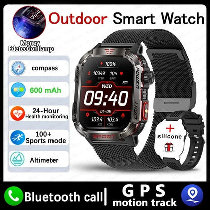 Nic's Electronics Black mesh belt Military GPS Smartwatch with Compass