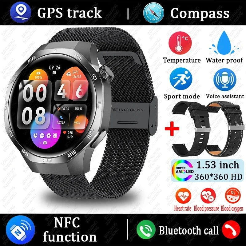 Nic's Electronics Black mesh belt / Original Watch 5 MAX 2025 New Watch 5 MAX Smart Watch HD AMOLED Screen NFC GPS Tracker Bluetooth Call Waterproof Sports Health Smartwatch Men Women