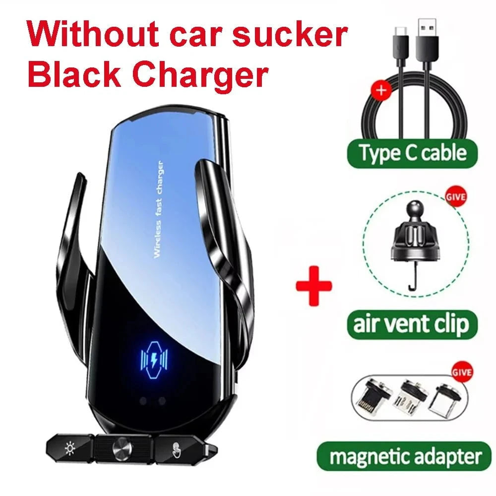 Nic's Electronics Black no Sucker Car Wireless Charger Magnetic Fast Charging Station Air Vent Stand Car Phone Holder Mount For iPhone 16 15 14 13 12 Pro Samsung