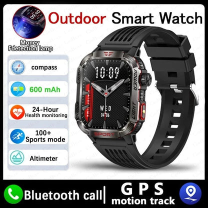 Nic's Electronics Black silicone belt Military GPS Smartwatch with Compass
