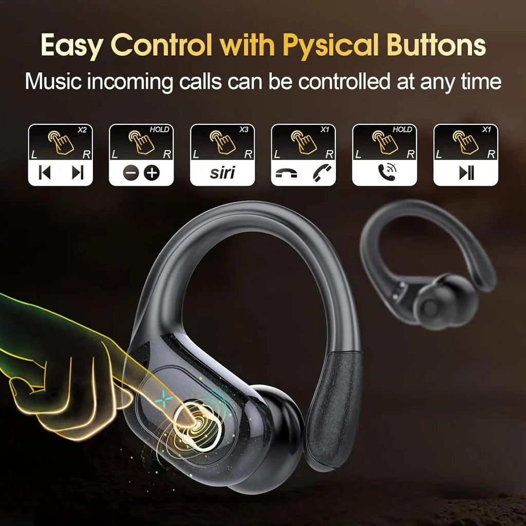 Nic's Electronics black Sports Bluetooth Earbuds with HiFi Bass