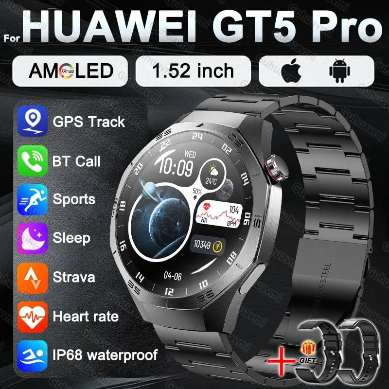 Nic's Electronics Black Steel 2A / BUSINESS FASHION Smart Watch 5 Pro with AMOLED Display