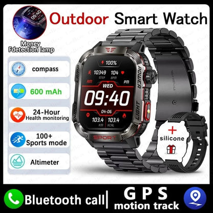 Nic's Electronics Black steel belt Military GPS Smartwatch with Compass