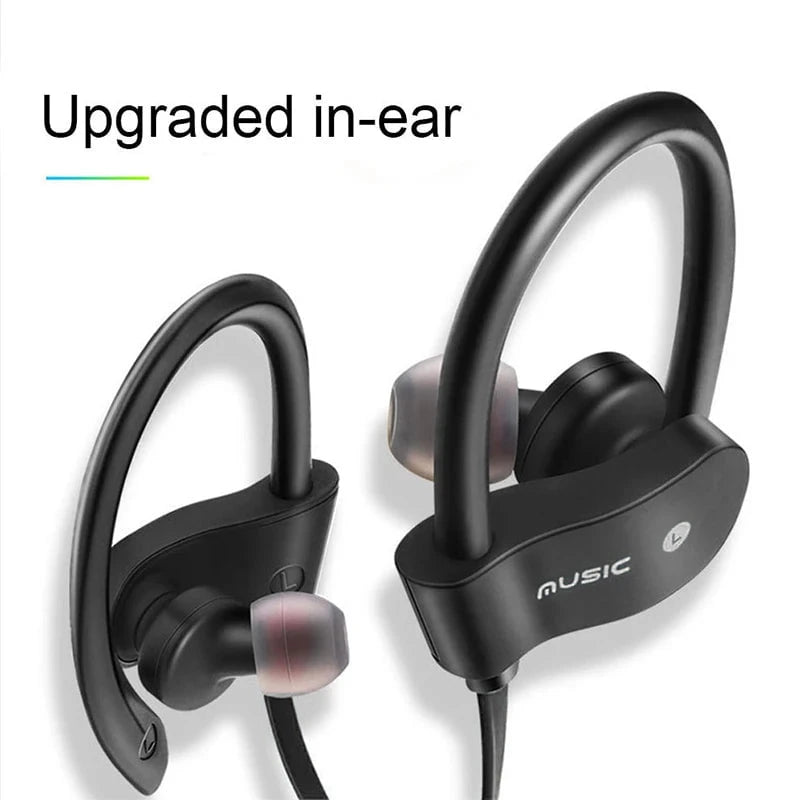 Nic's Electronics Black Wireless Headphones Earloop Ear Hook Earbuds Wireless Bluetooth Headset Handsfree Neckband With Mic Bluetooth Earphones