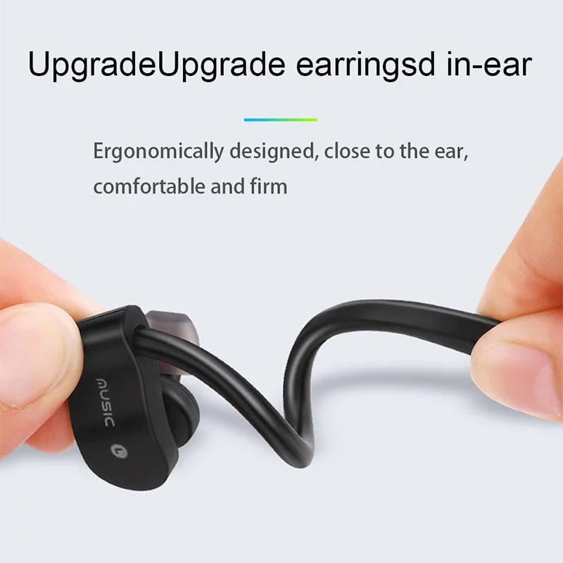 Nic's Electronics Black Wireless Headphones Earloop Ear Hook Earbuds Wireless Bluetooth Headset Handsfree Neckband With Mic Bluetooth Earphones