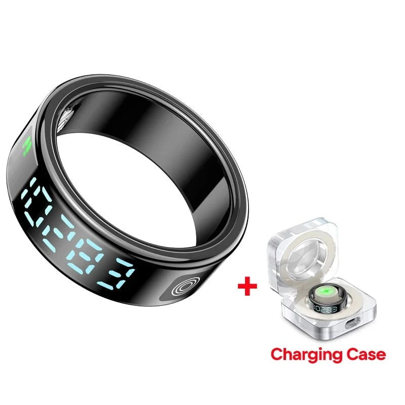 Nic's Electronics Black with case / 8 Smart Fitness Ring with Heart Rate