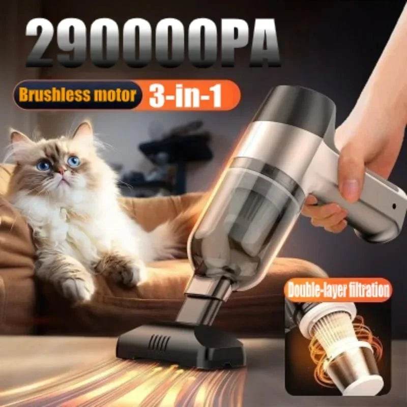 4-in-1 Wireless Car Vacuum Cleaner with Duster & Pump - Nic's Electronics