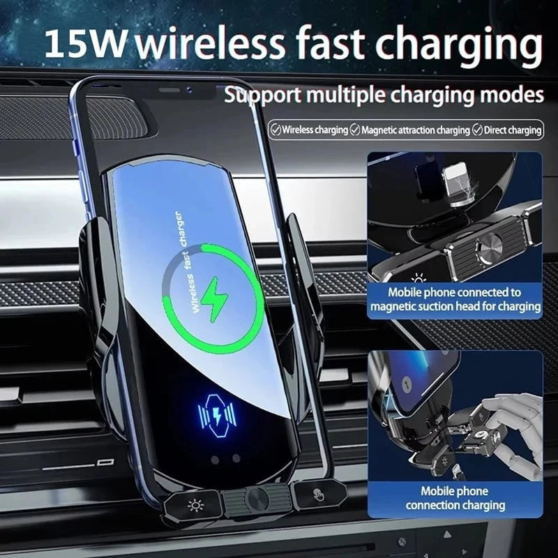 Nic's Electronics Car Wireless Charger Magnetic Fast Charging Station Air Vent Stand Car Phone Holder Mount For iPhone 16 15 14 13 12 Pro Samsung