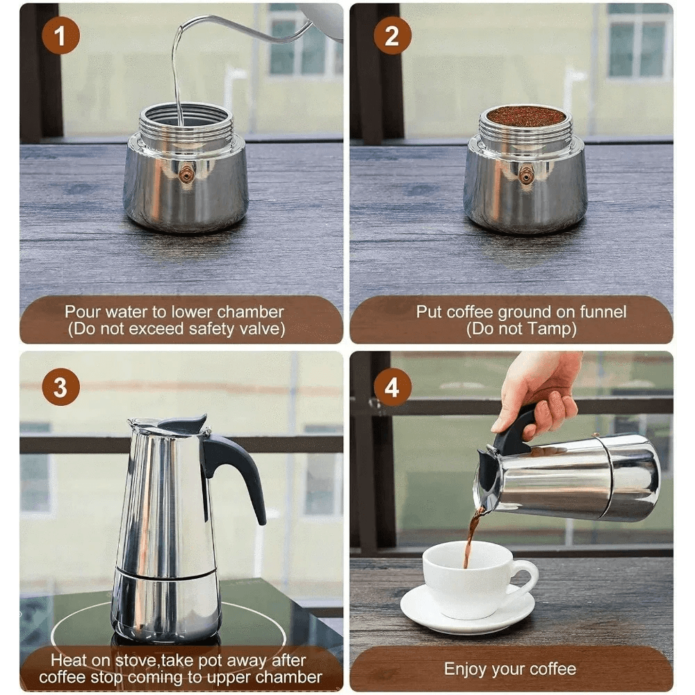 Stainless Steel Moka Pot for Induction Cooktops - Nic's Electronics