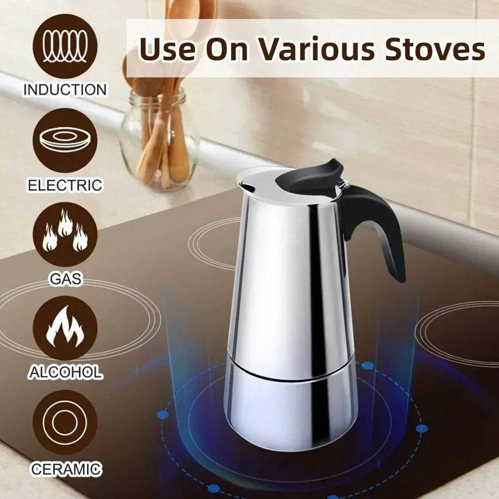 Stainless Steel Moka Pot for Induction Cooktops - Nic's Electronics