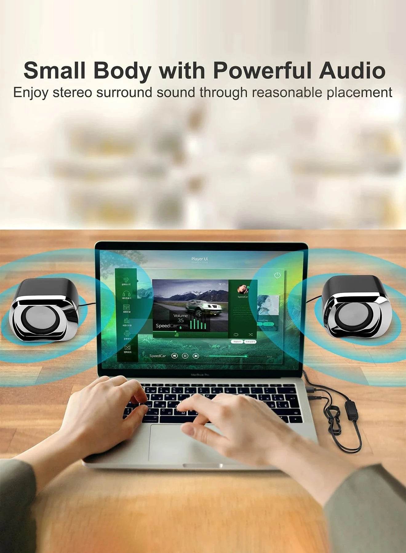 Compact USB-Powered Computer & Laptop Speaker with Volume Control - Nic's Electronics