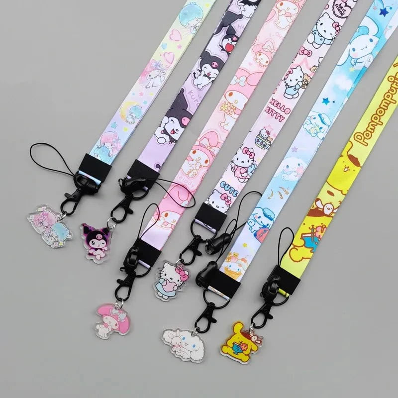 Nic's Electronics Cute Sanrio Characters Cosplay Accessories Cartoon Neck Strap Lanyard with Phone Strap and Card Holder