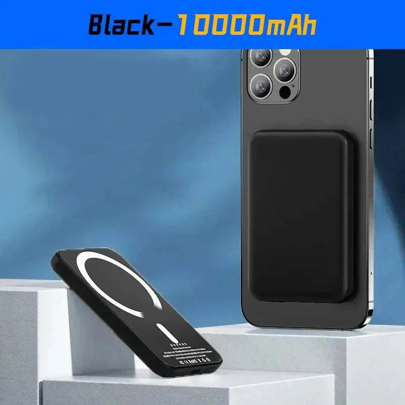 Nic's Electronics E05-Black-10000mAh For Magsafe Power Bank 10000mAh Portable Auxiliary Spare External Magnetic Battery Pack Wireless Charger For Iphone 13 14 15 16