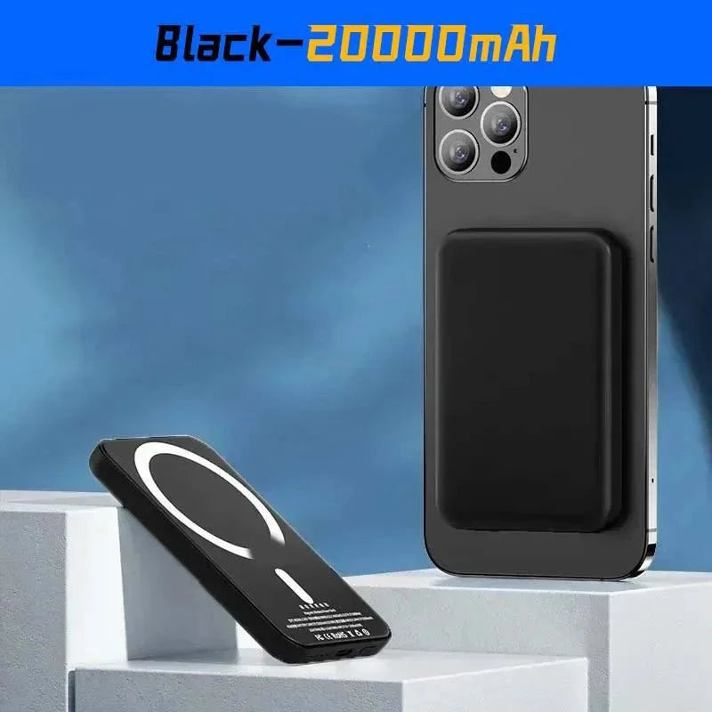 Nic's Electronics E05-Black-20000mAh For Magsafe Power Bank 10000mAh Portable Auxiliary Spare External Magnetic Battery Pack Wireless Charger For Iphone 13 14 15 16