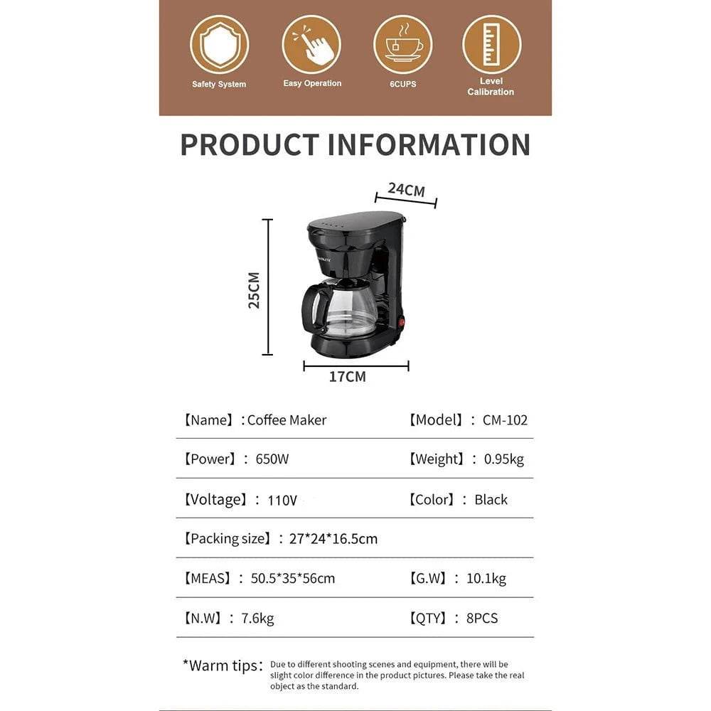 Compact Drip Coffee Maker with Reusable Filter - Nic's Electronics