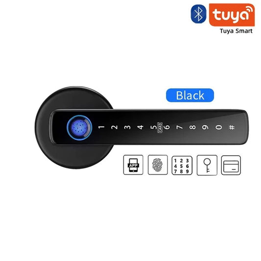 Nic's Electronics F2-Black XSDTS M5 Tuya BLE Fingerprint Door Lock Digital Electronic Lock with Password/Key/IC Card/ Smartlife/ Tuya APP Unlock