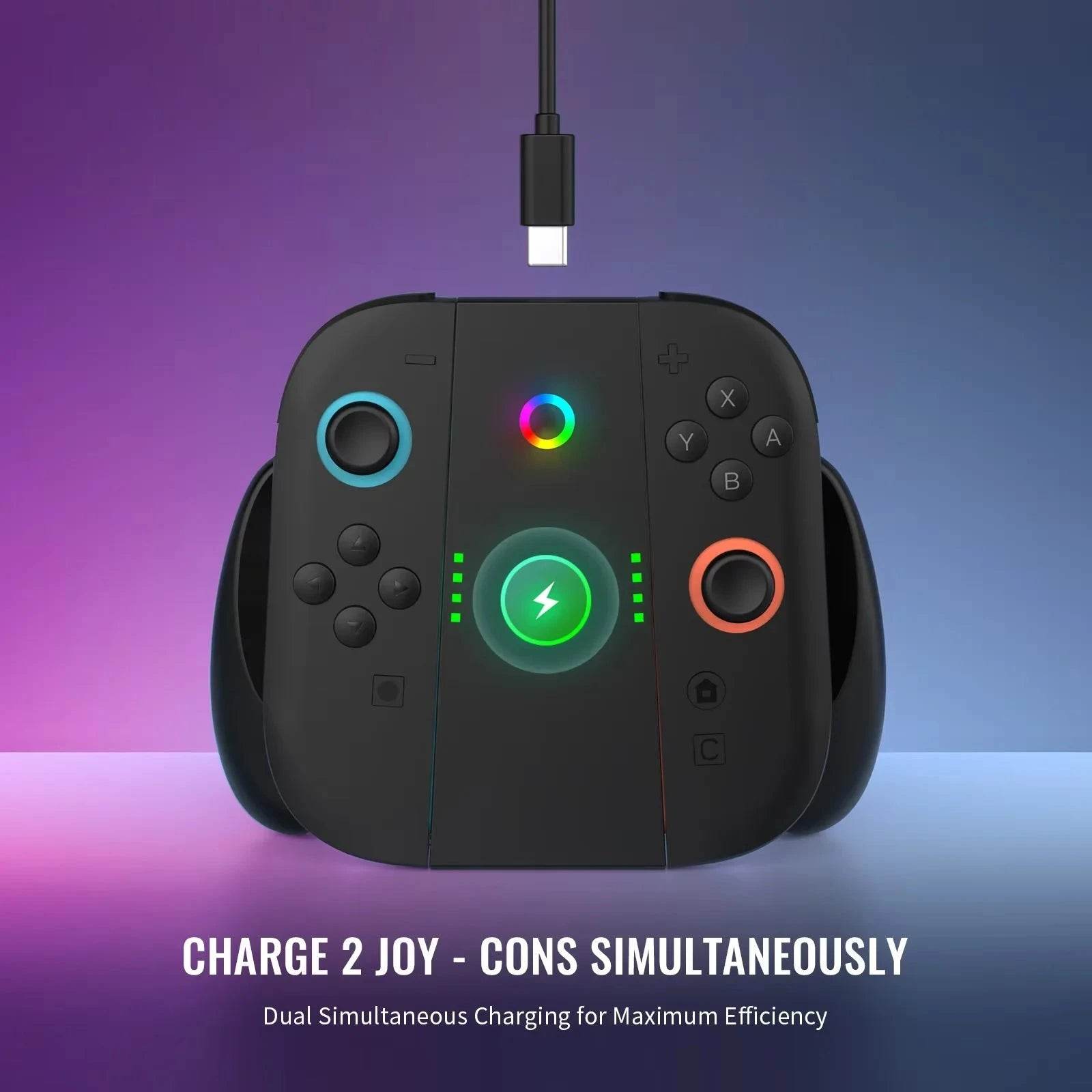 Switch 2 Joy-Con Charging Grip with LED Indicator – Comfort Controller Accessory - Nic's Electronics